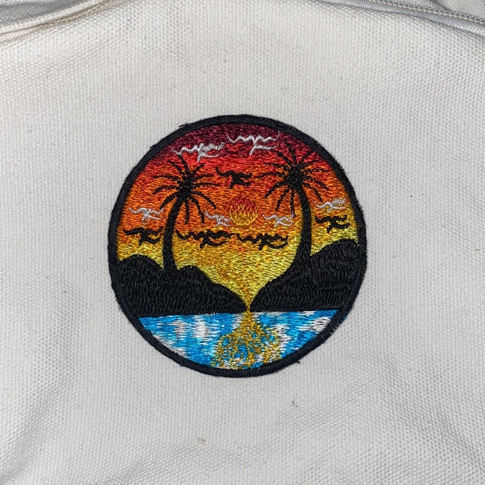 White Backpack With Tropical Patch - image 2